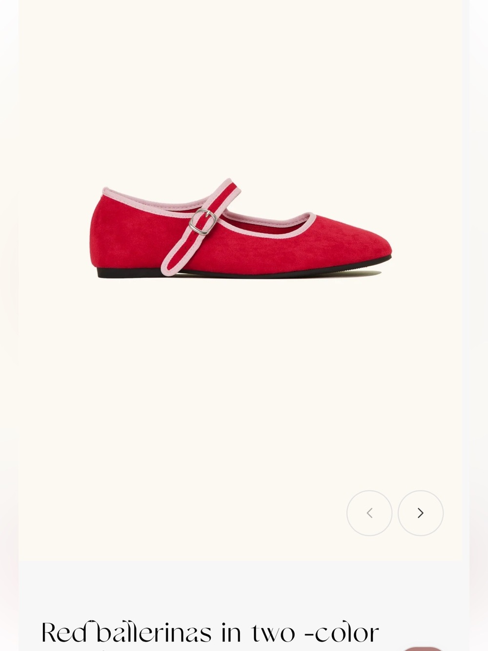 Red Mary Jane Ballerina Flats with Pink Trim- runs 1/2 size smaller